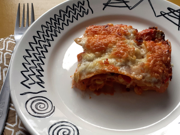 zonnige lasagne bord