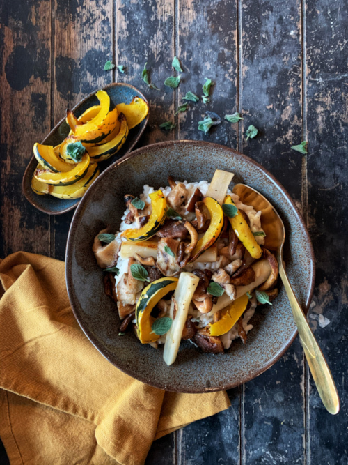 risotto met gegrilde pompoen