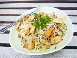 Sobanoedels met spitskool en tofu